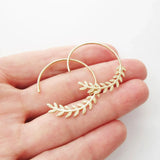 Leaf Hoop Earrings|14k Gold