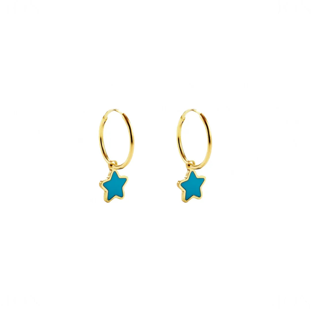 Turquoise Aster Hoops
