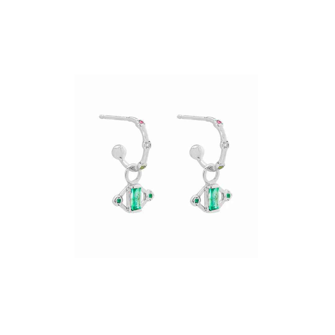 Emerald Baguette Ear Charm|14k Gold