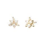 Diamond Pearl Stud Earrings|14k Gold