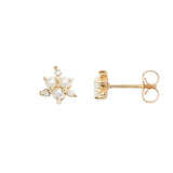 Diamond Pearl Stud Earrings|14k Gold