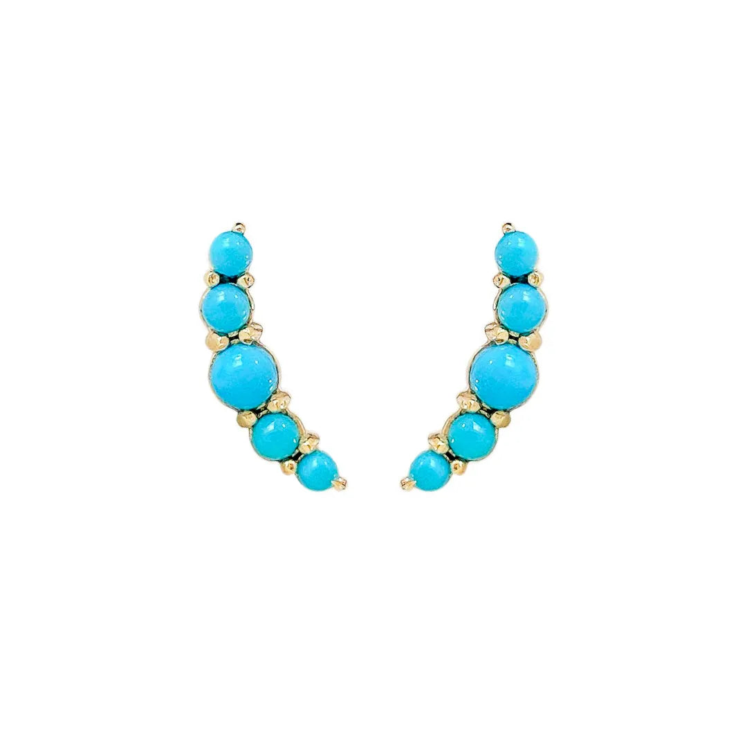 Turquoise Climber Earrings|14k Gold