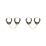 Double Piercing Handcuff Earrings|14k Gold, Black Diamond