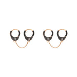 Double Piercing Handcuff Earrings|14k Gold, Black Diamond