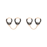 Double Piercing Handcuff Earrings|14k Gold, Black Diamond
