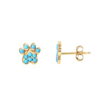 Turquoise Dog Paw Print Studs|14k Gold