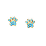 Turquoise Dog Paw Print Studs|14k Gold