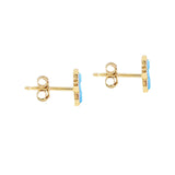 Turquoise Dog Paw Print Studs|14k Gold