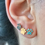 Turquoise Dog Paw Print Studs|14k Gold