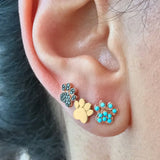 Turquoise Dog Paw Print Studs|14k Gold