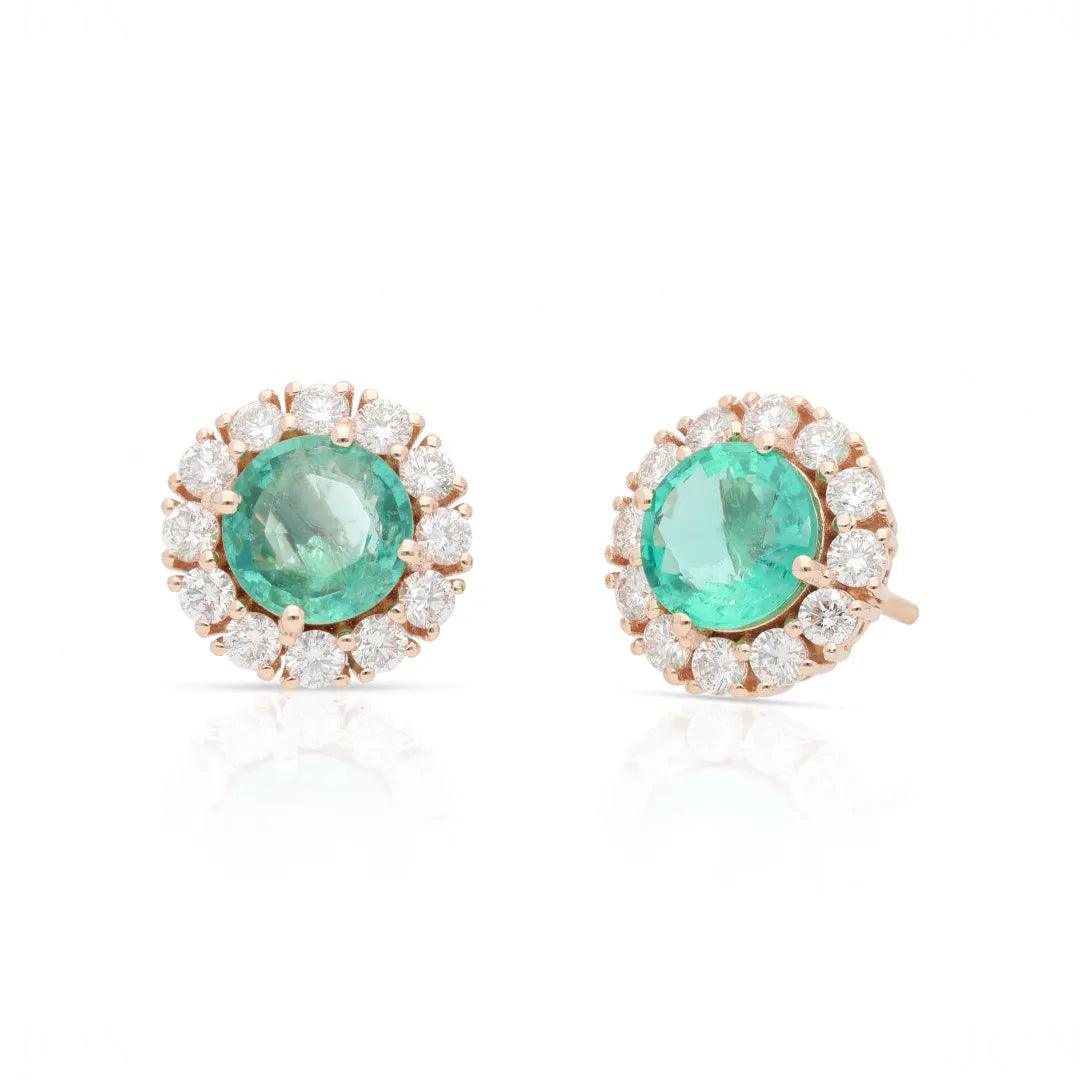 Emerald Flower Halo Stud