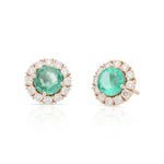 Emerald Flower Halo Stud
