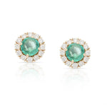 Emerald Flower Halo Stud