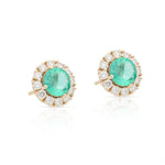 Emerald Flower Halo Stud