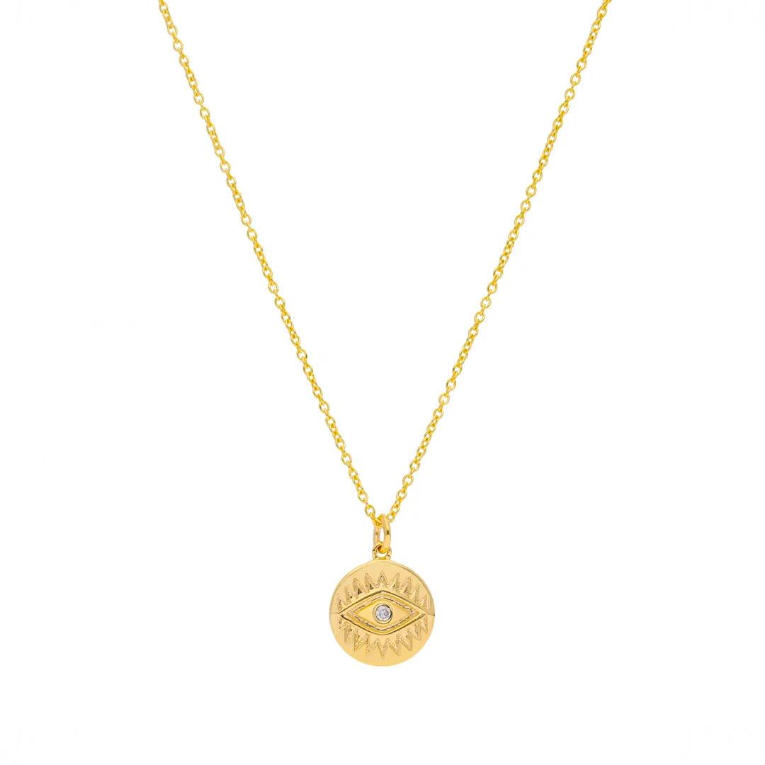 Diamond Evil Eye Disc Pendant