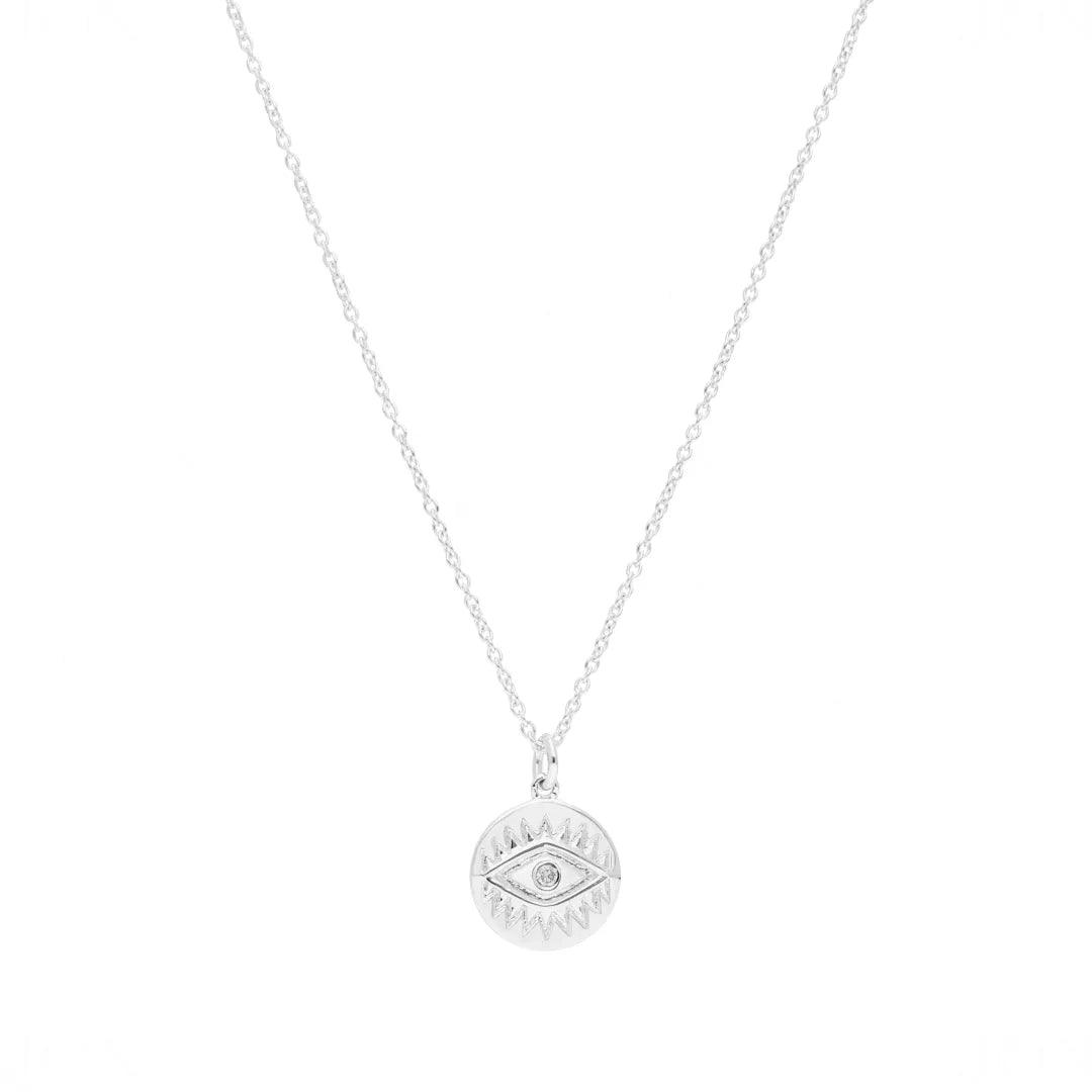 Diamond Evil Eye Disc Pendant