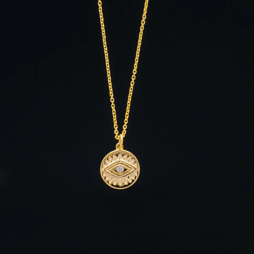 Diamond Evil Eye Disc Pendant