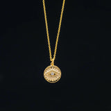 Diamond Evil Eye Disc Pendant