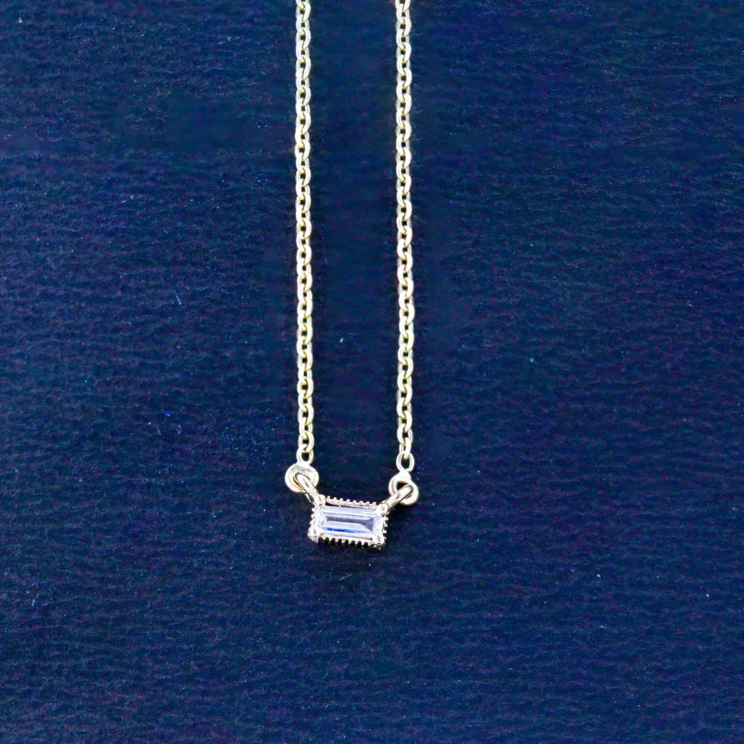 Solitaire Baguette Necklace