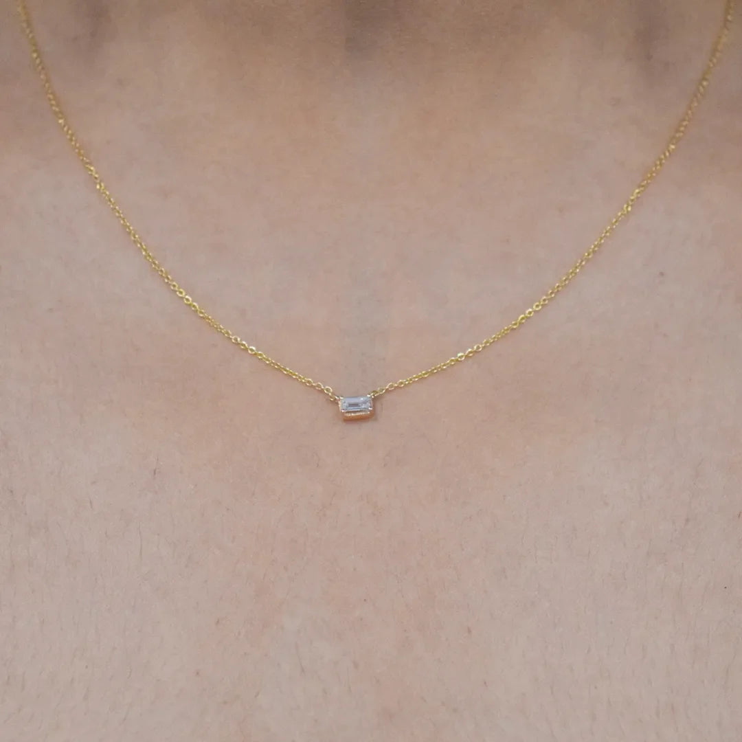 Solitaire Baguette Necklace
