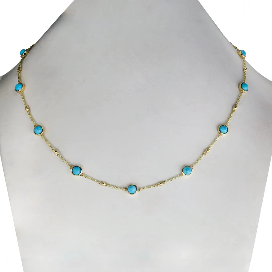 Bezel Turquoise Stationed Necklace