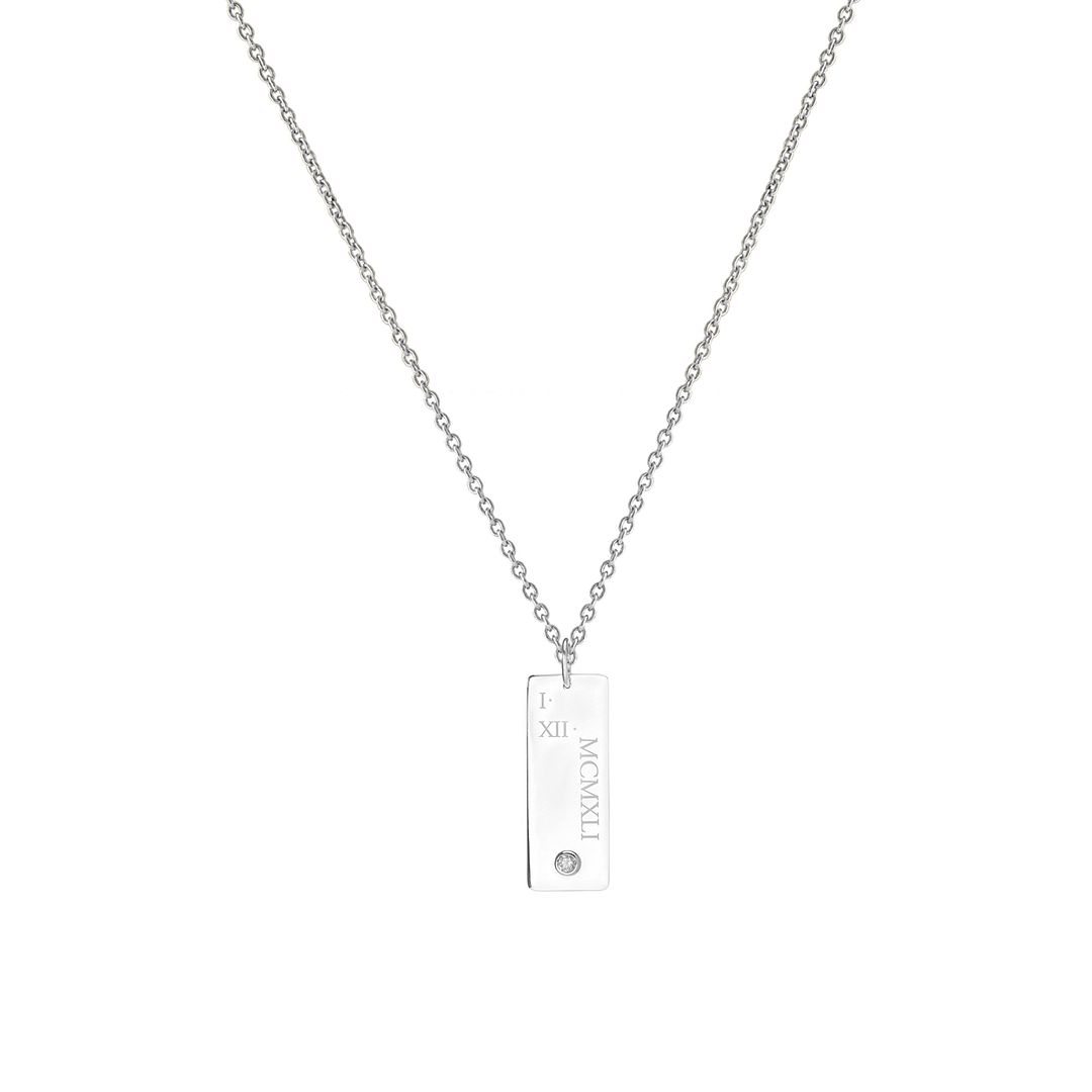 Roman Numeral Bar Necklace (Personalized Engraving)