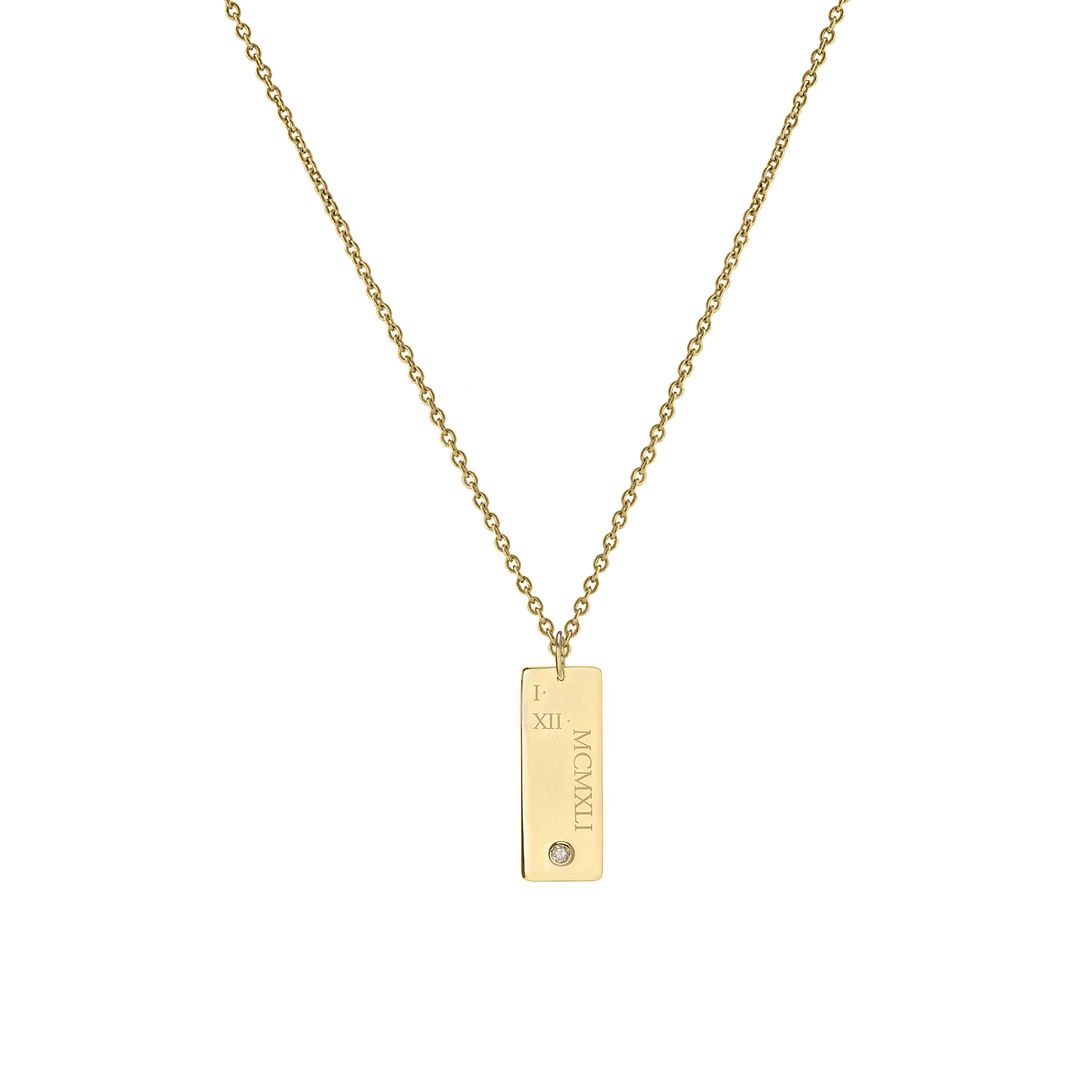 Roman Numeral Bar Necklace (Personalized Engraving)