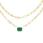 Emerald Paperclip Chain Pendant