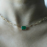 Emerald Paperclip Chain Pendant