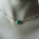 Emerald Paperclip Chain Pendant