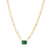 Emerald Paperclip Chain Pendant