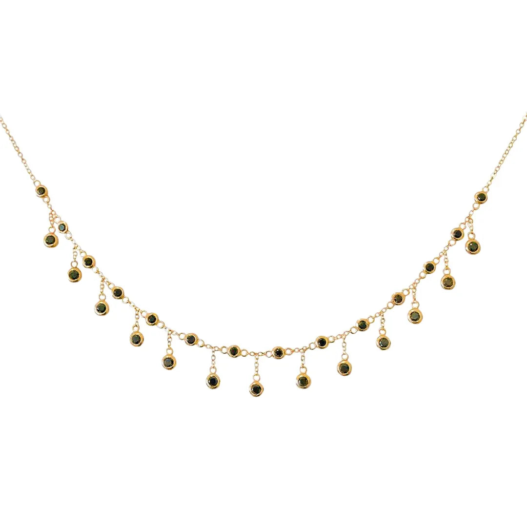 Black Diamond Fringe Necklace|14k Gold