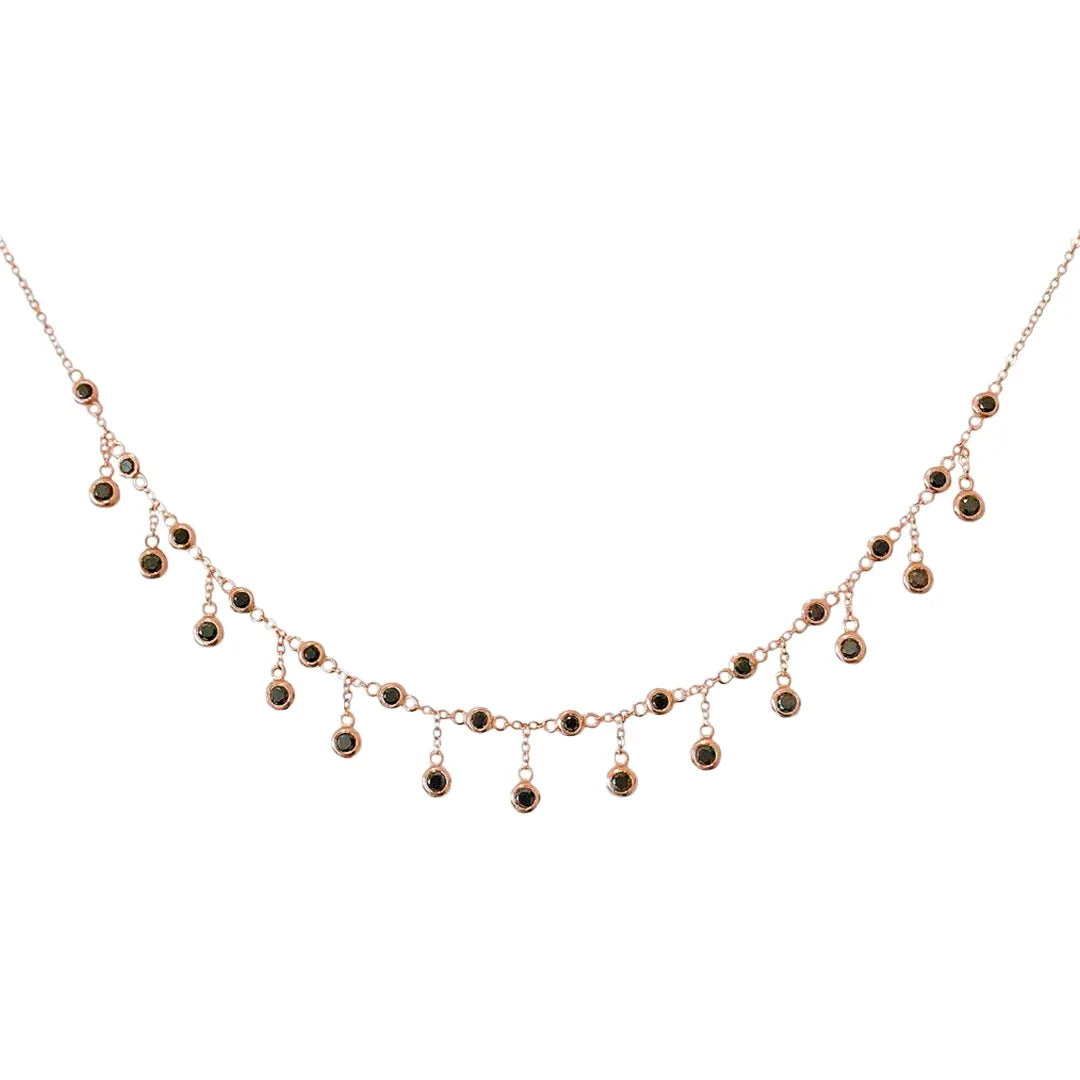Black Diamond Fringe Necklace|14k Gold