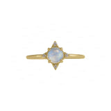14K Yellow Gold Diamond And Moonstone Anniversary Ring Fine Jewelry Size 7.5 US