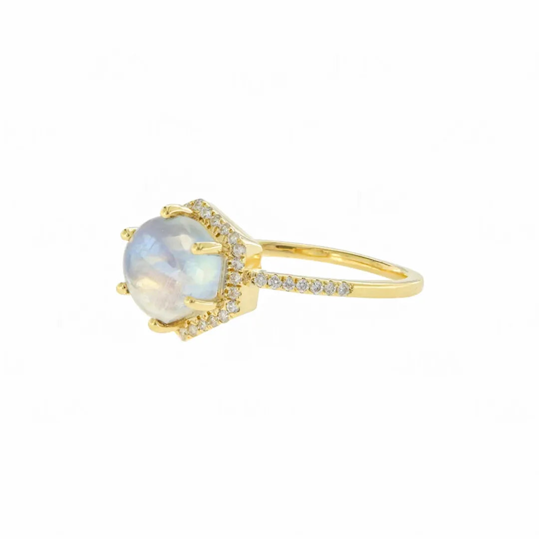 Hexagon Moonstone Ring