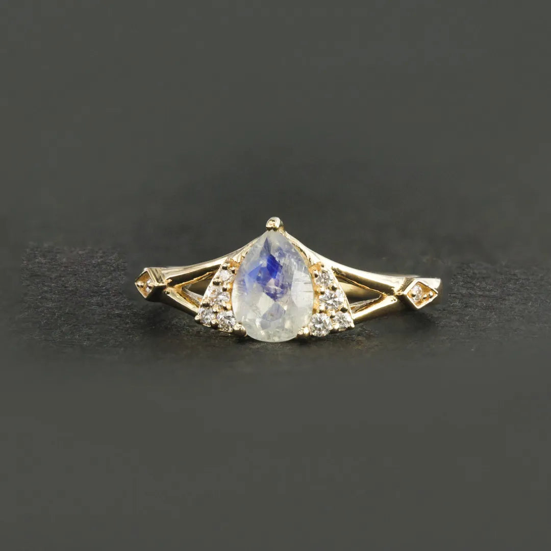 Moonstone Diamond Ring