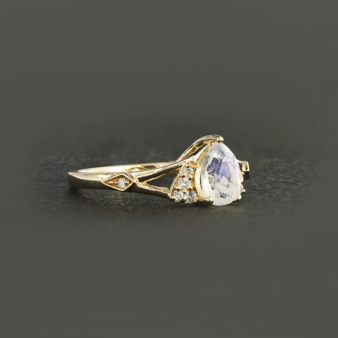 Moonstone Diamond Ring