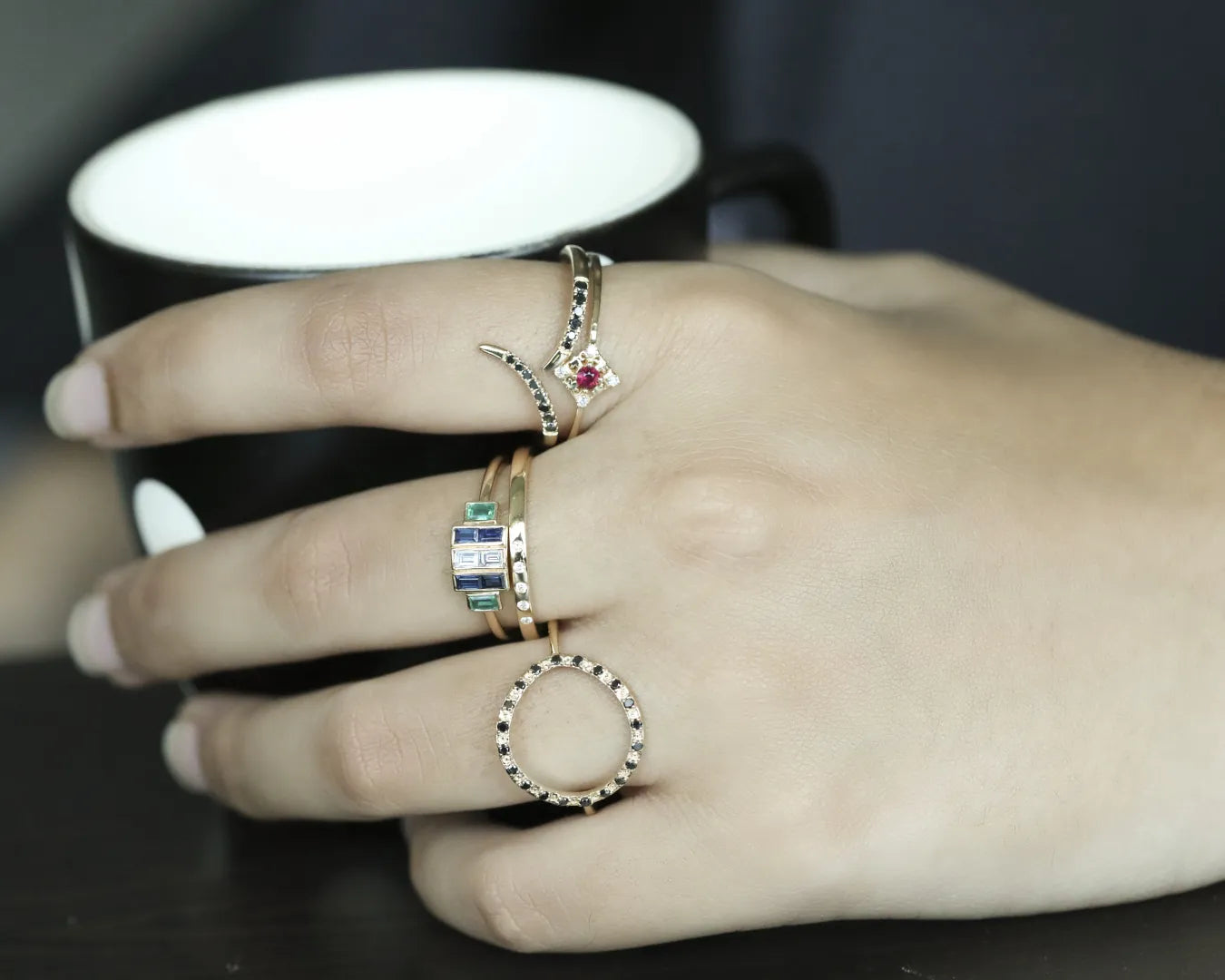 Noir Open Circle Ring