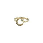 Crescent Moon Star Ring