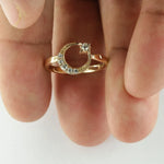 Crescent Moon Star Ring