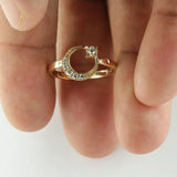 Crescent Moon Star Ring
