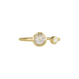 Dreamy Moonstone and Diamond Open Cuff Ring