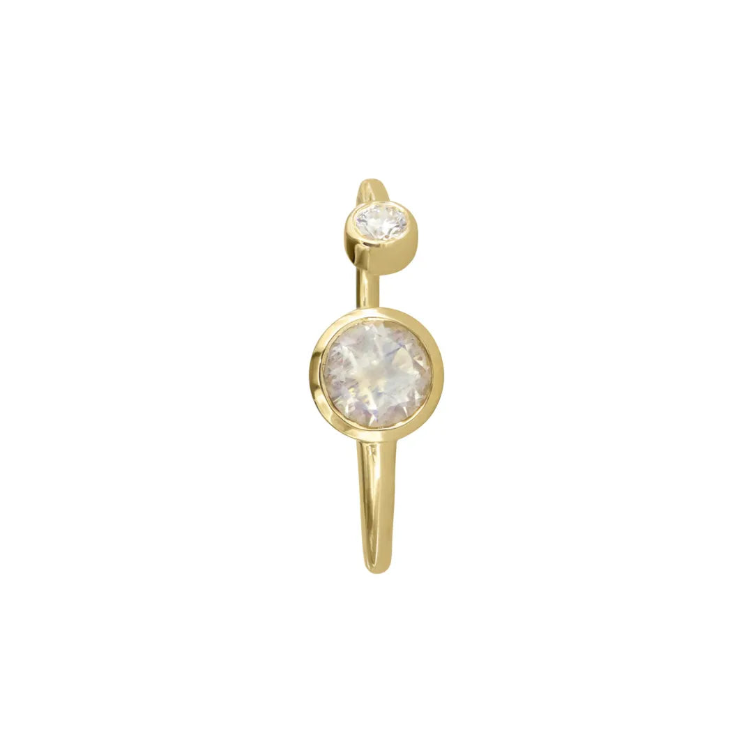 Dreamy Moonstone and Diamond Open Cuff Ring