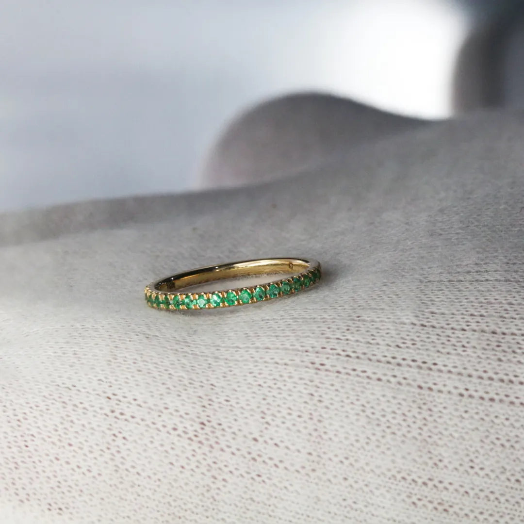 Multi Emerald Wedding Band