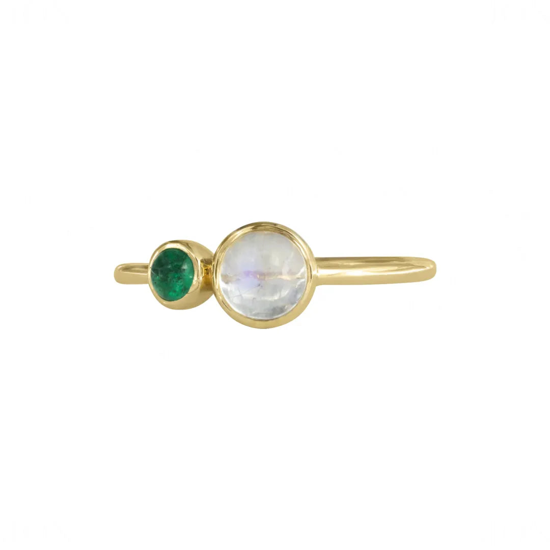 Moonstone Emerald Ring