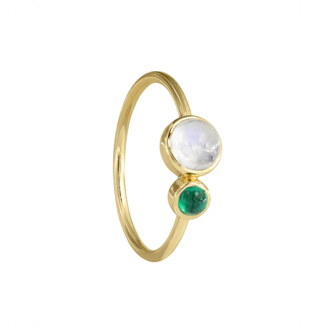 Moonstone Emerald Ring