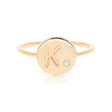 Diamond Disc Initial Ring (Size 5-US)