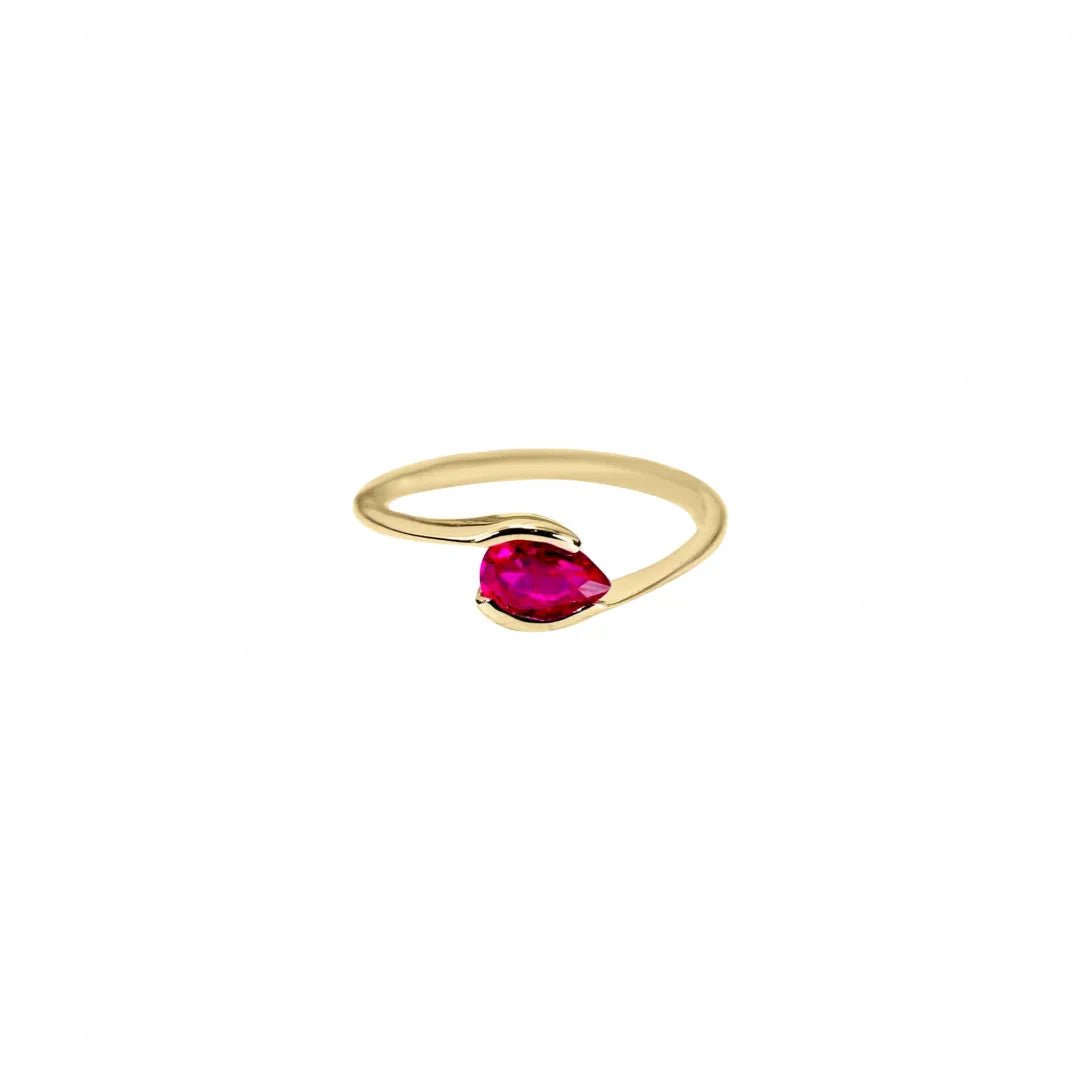 Pear Ruby Stack Ring