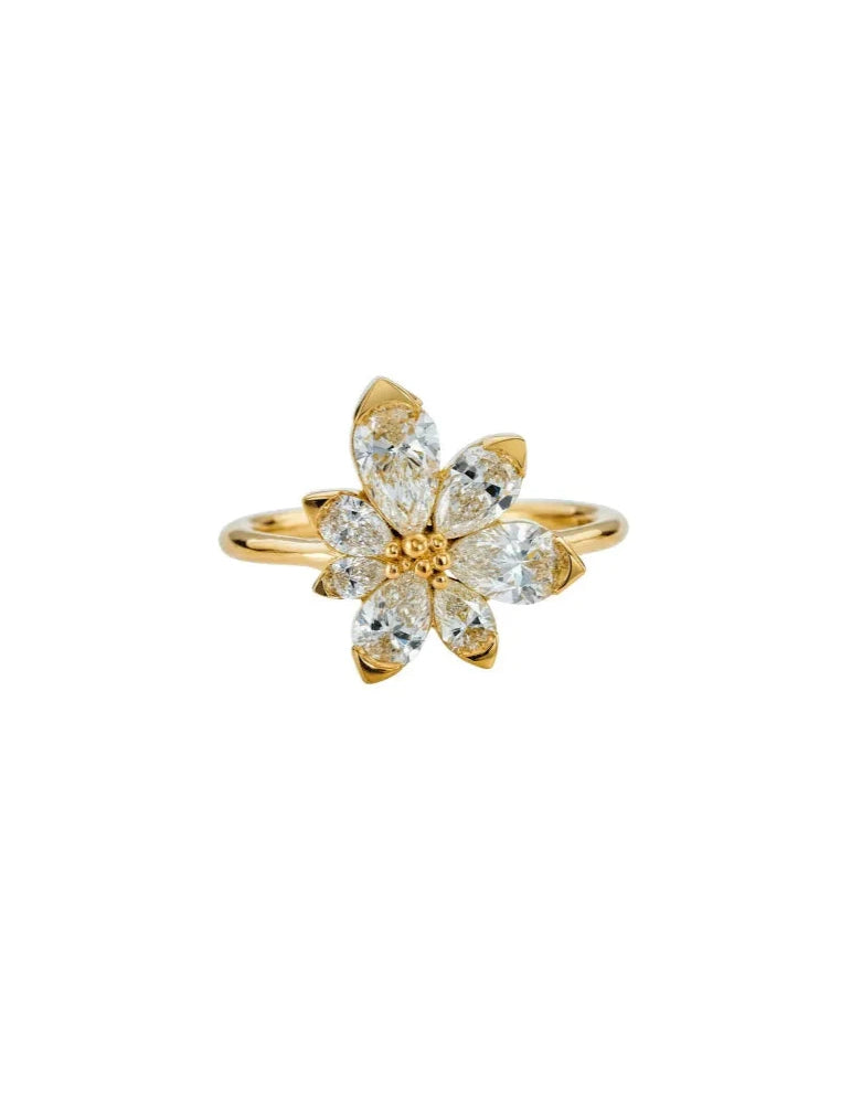 Assymetric Bloom Engagement Ring | Pear Cut Diamond