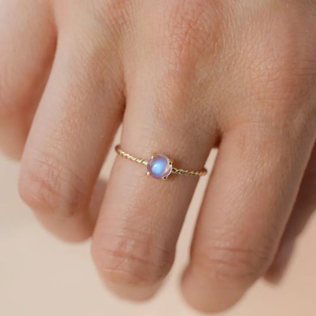 Moonstone Ring | Twisted Rope Band